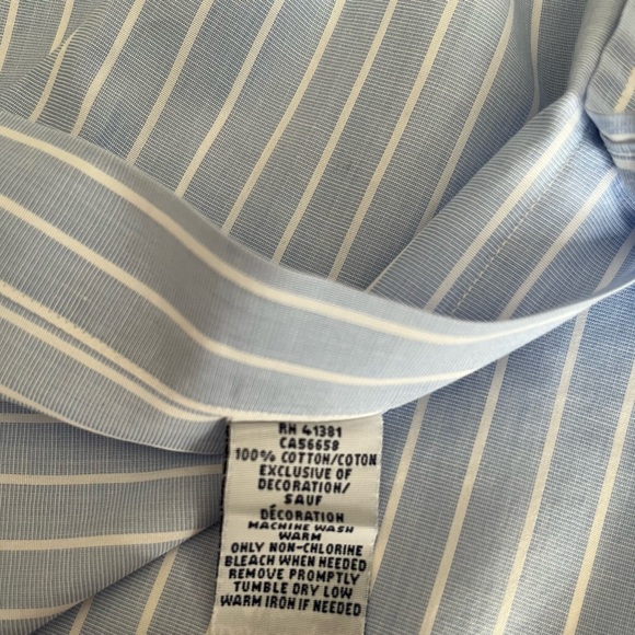 RALPH LAUREN Blue Label Dress Shirt Long Sleeve Classic Blue Stripe Medium - Picture 10 of 12